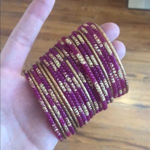 Magenta/pink Indian glass bangles